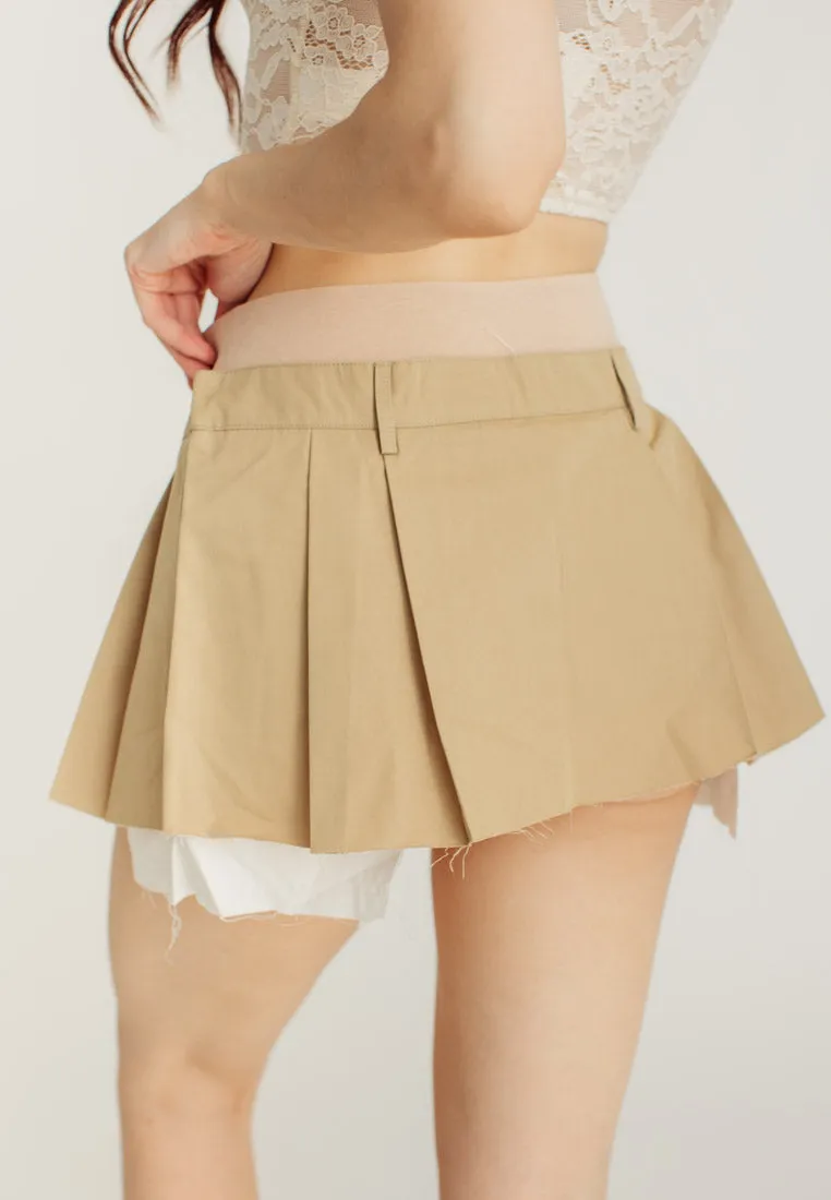 Joji Khaki High Wiasted Pleated Cargo Mini Skirt