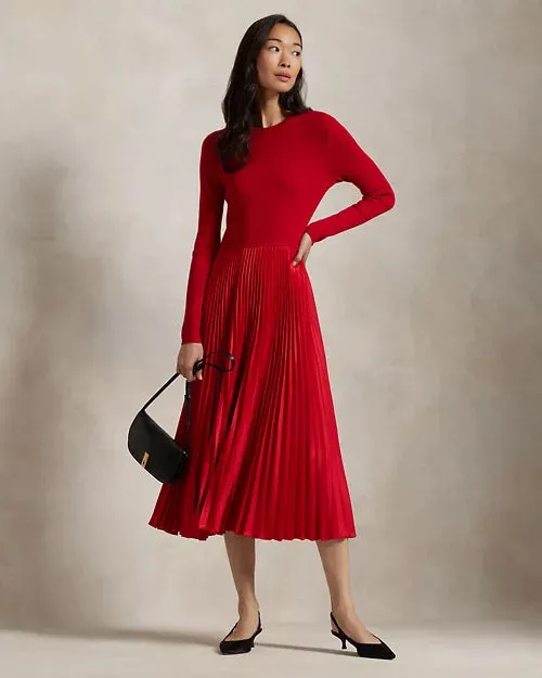 Jumper-Bodice Long-Sleeve Dress