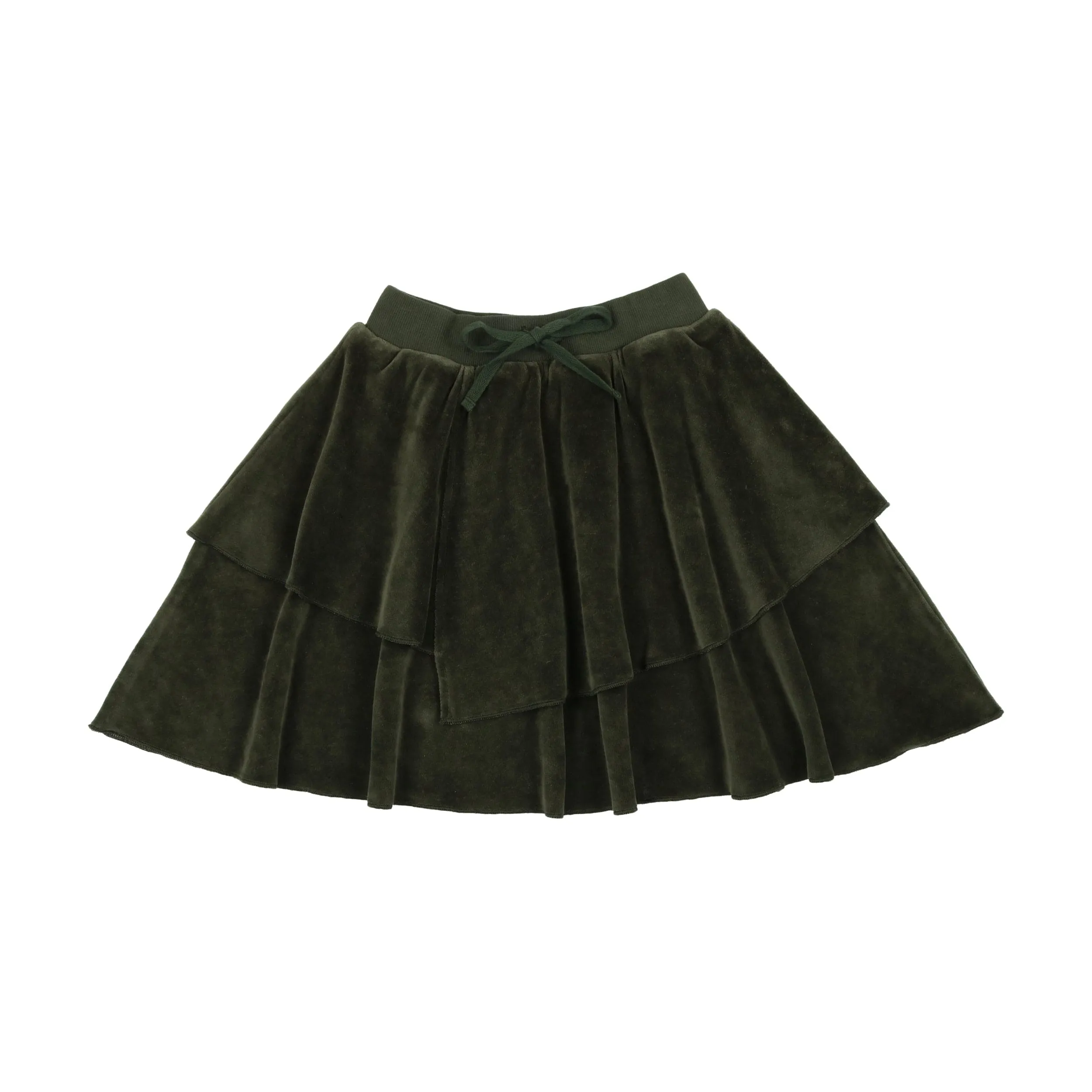 Kin & Kin Velour Layered Skirt- Olive