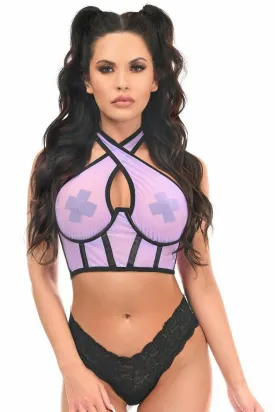 Lavish Lt Purple Mesh Underwire Cincher w/Built In Halter Top