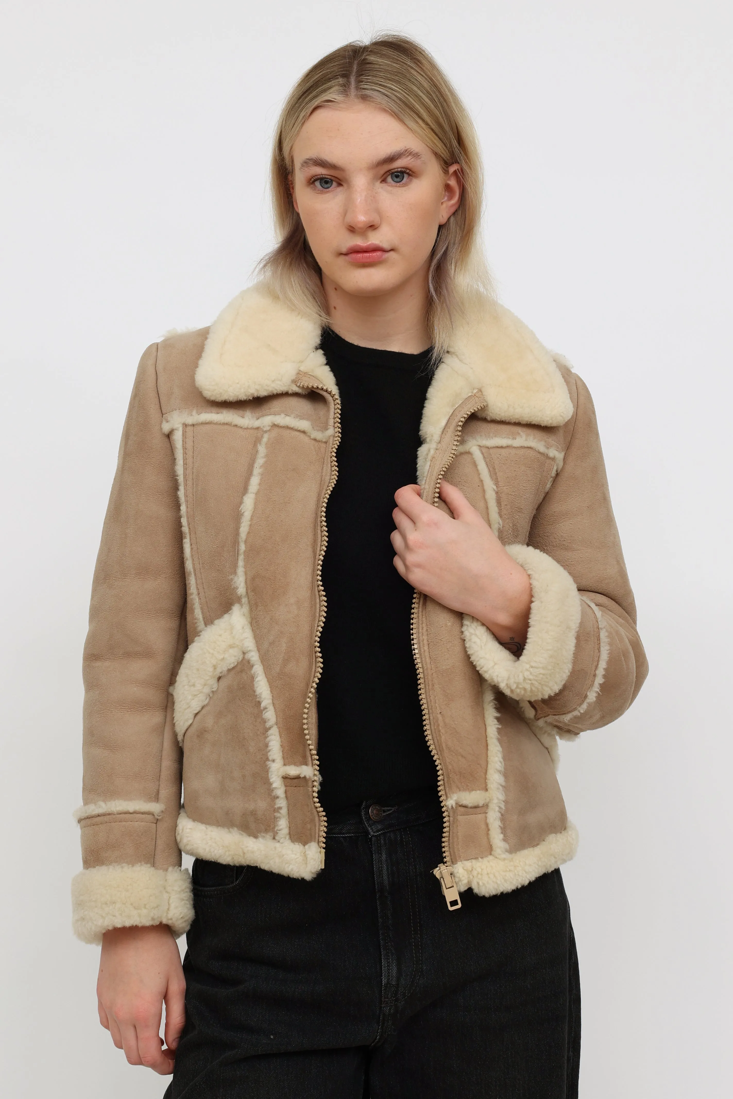 Leather Attic Vintage Beige Shearling Jacket