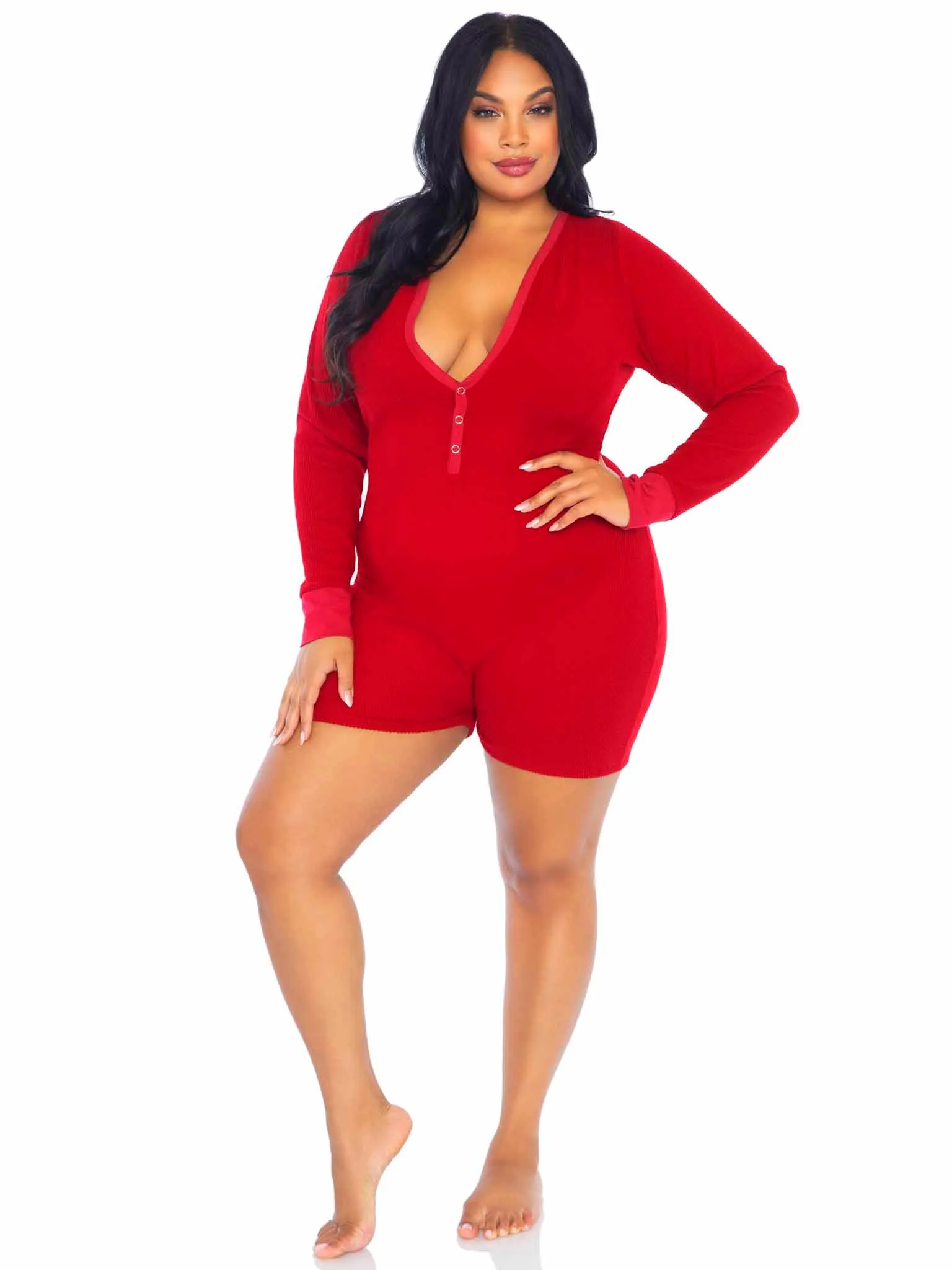 Leg Avenue  Brushed Rib Romper Long Johns  86649X