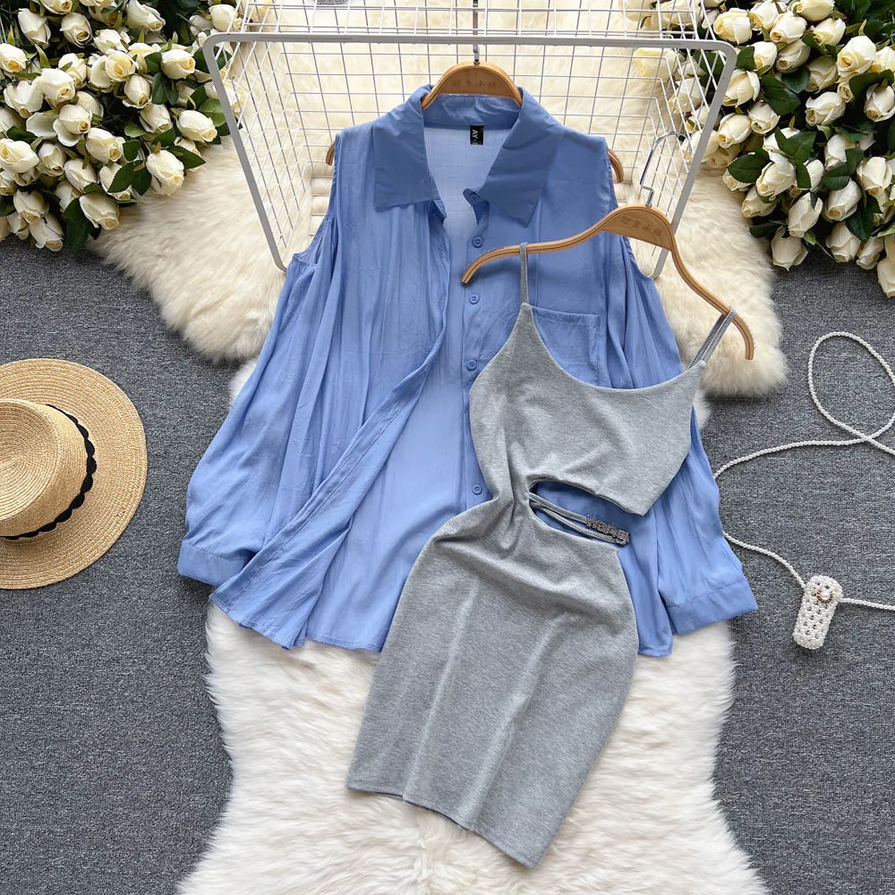 Loose Shirt&Hollow Dress 2Pcs Set