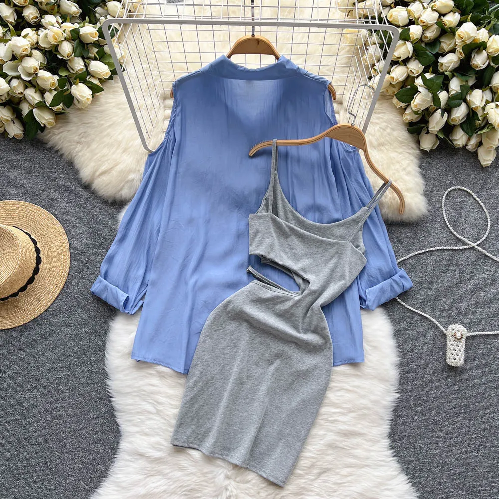 Loose Shirt&Hollow Dress 2Pcs Set