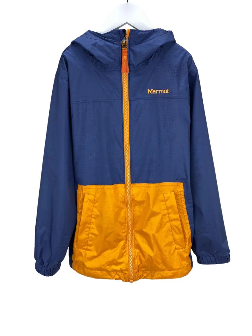 Marmot, Boys' Rain Jacket (Shell) and Sherpa Fleece, Navy/Orange, Size M (8-9)