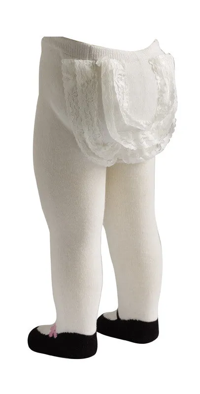 Mary Jane Lacy Baby Tights in White - DAMAGED BOX