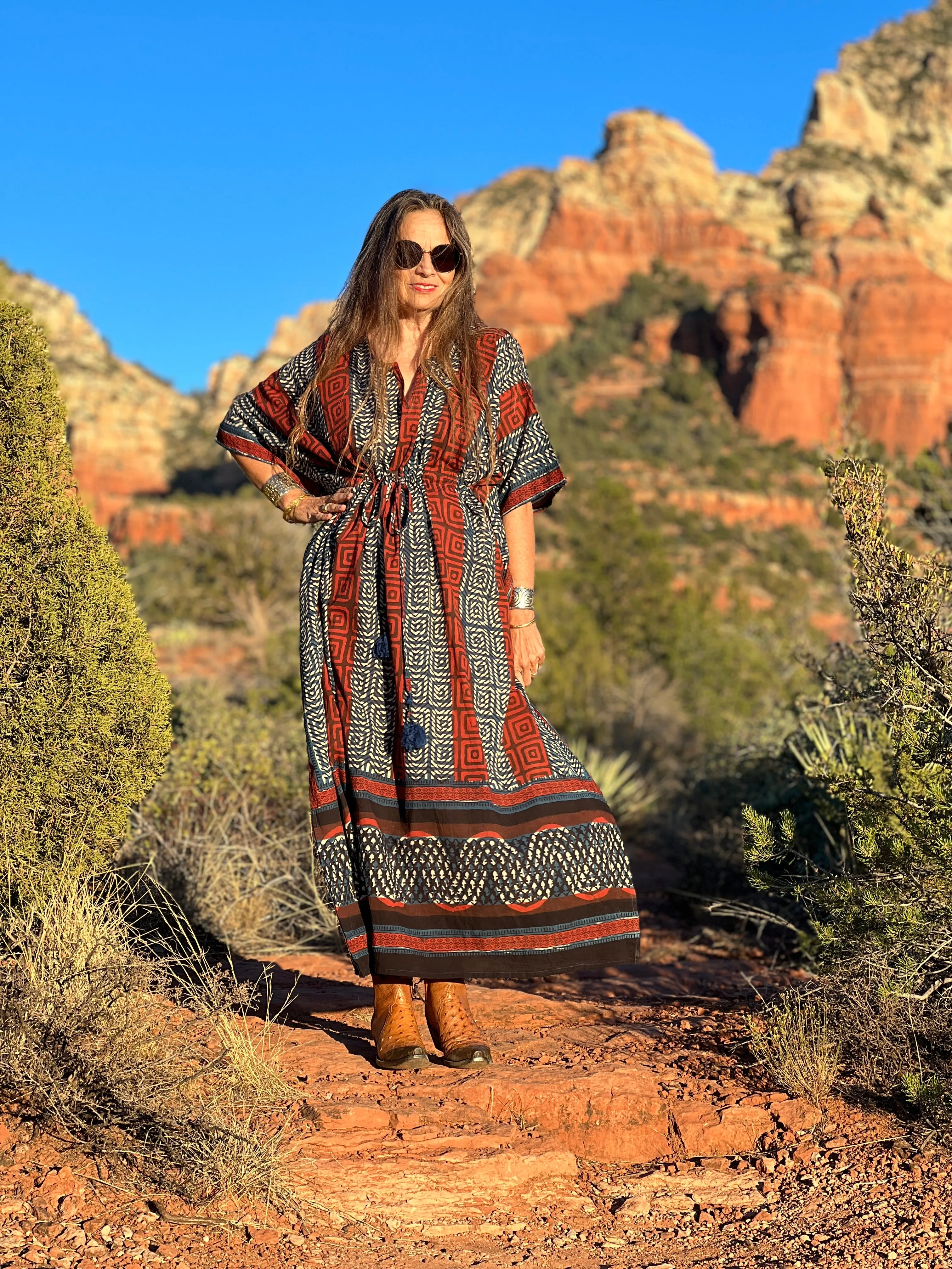 Masala Chai Maxi Kaftan Dress Natural Dyes