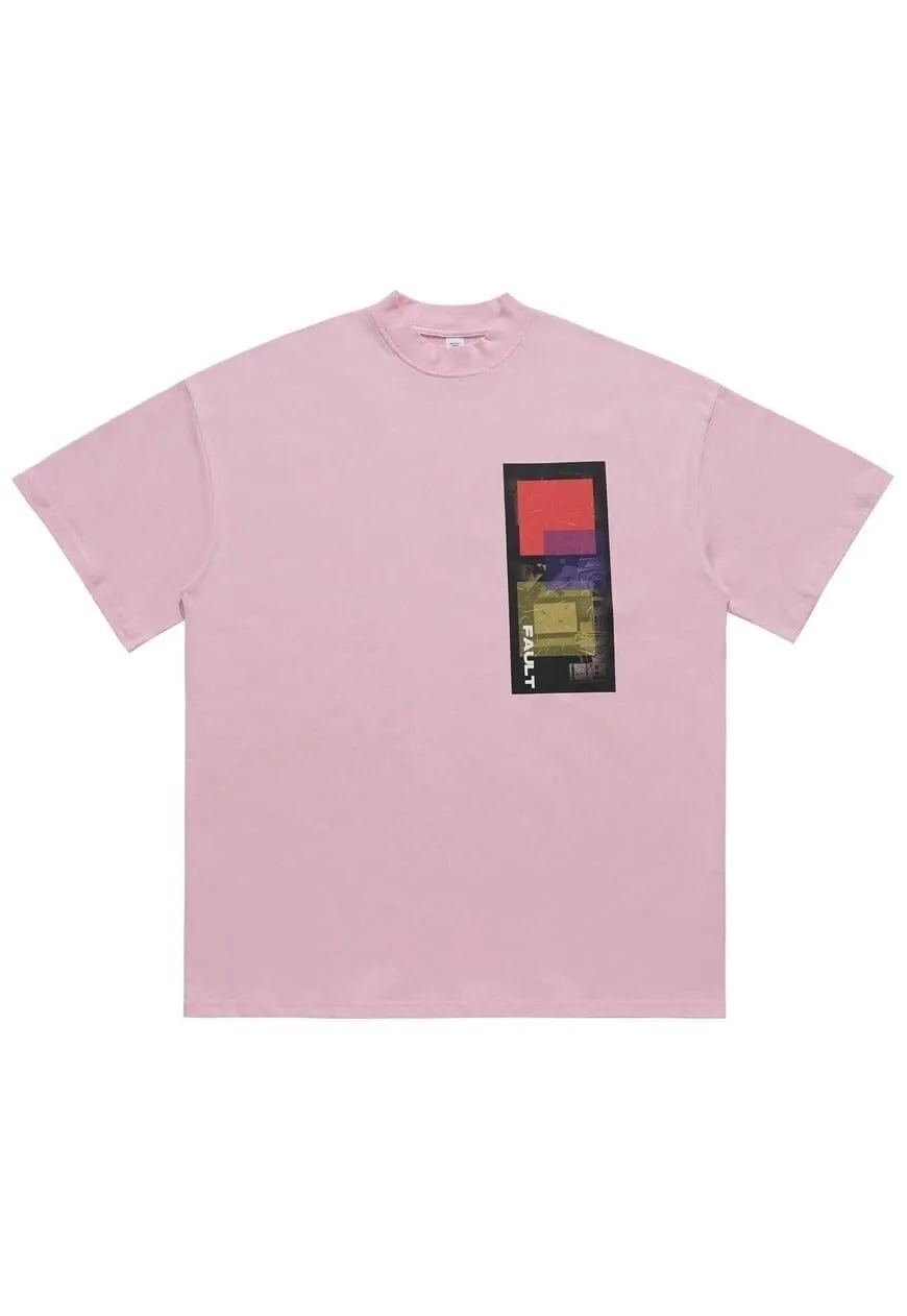 Microchip print t-shirt mechanic tee utility top in pink