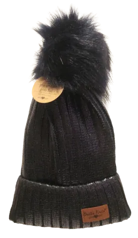 Navy Blue Ladie's Glacier Knit Pom Hat one size