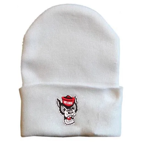 NC State Wolfpack White Wolfhead Newborn Knit Hat