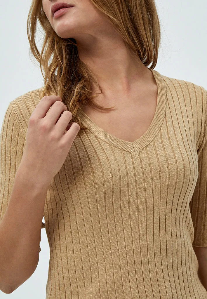 PCTana Rib Pullover - Warm Sand Melange