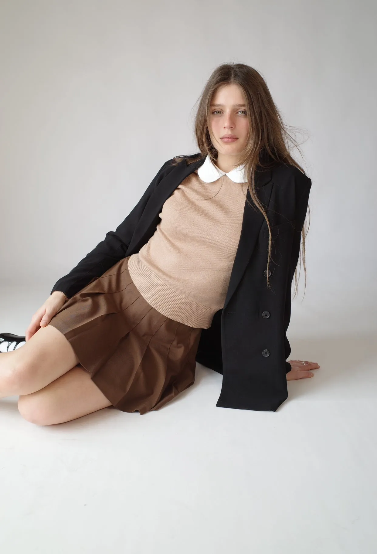 Peter Pan Collar Pullover ( Camel)