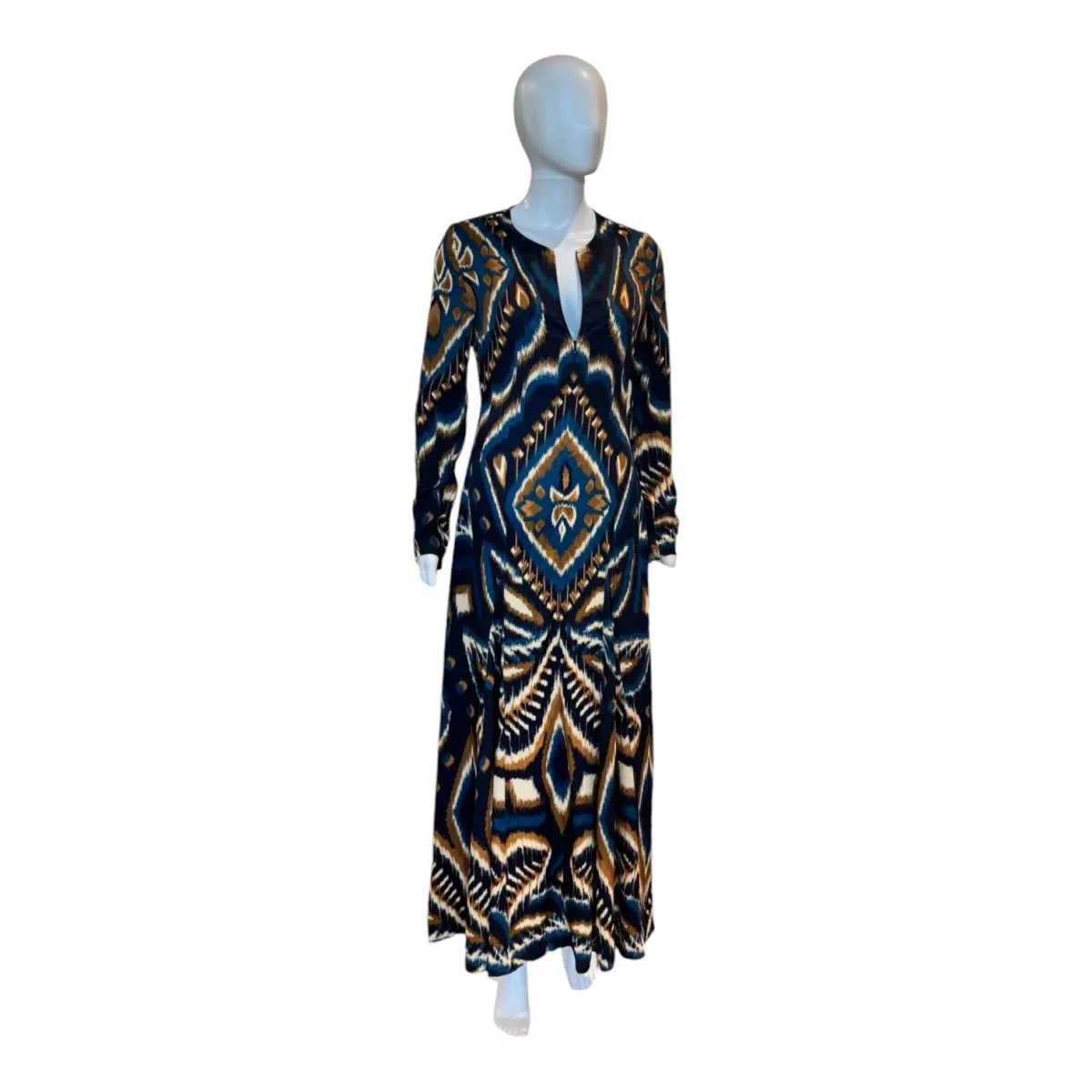 Pineapple Ikat Blue Maxi Dress