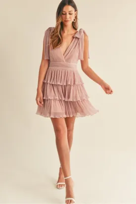 Pleated Tiered Mini Dress