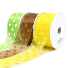 Polka Dot Sheer Ribbon, 1-1/2-Inch, 3-Yard