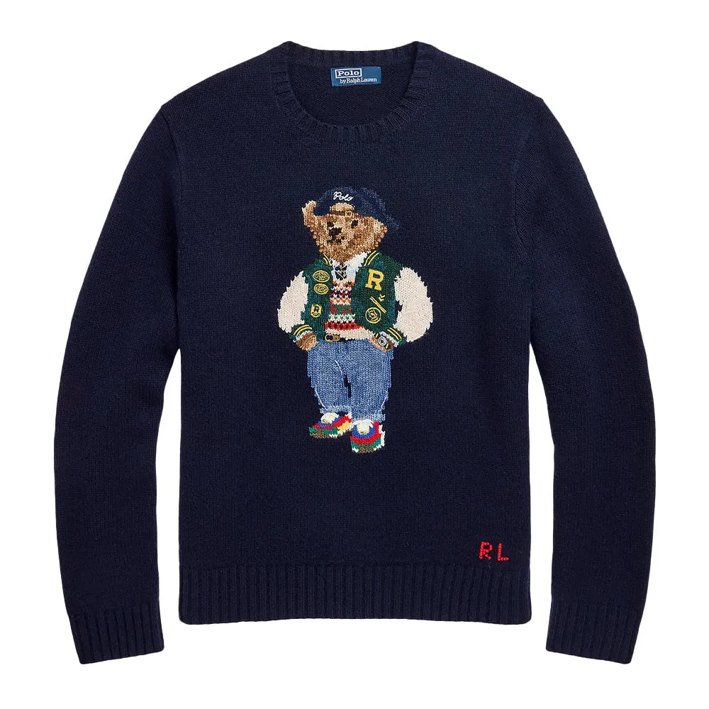 Polo Ralph Lauren Varsity Bear Ribbed Crewneck Knit Sweater