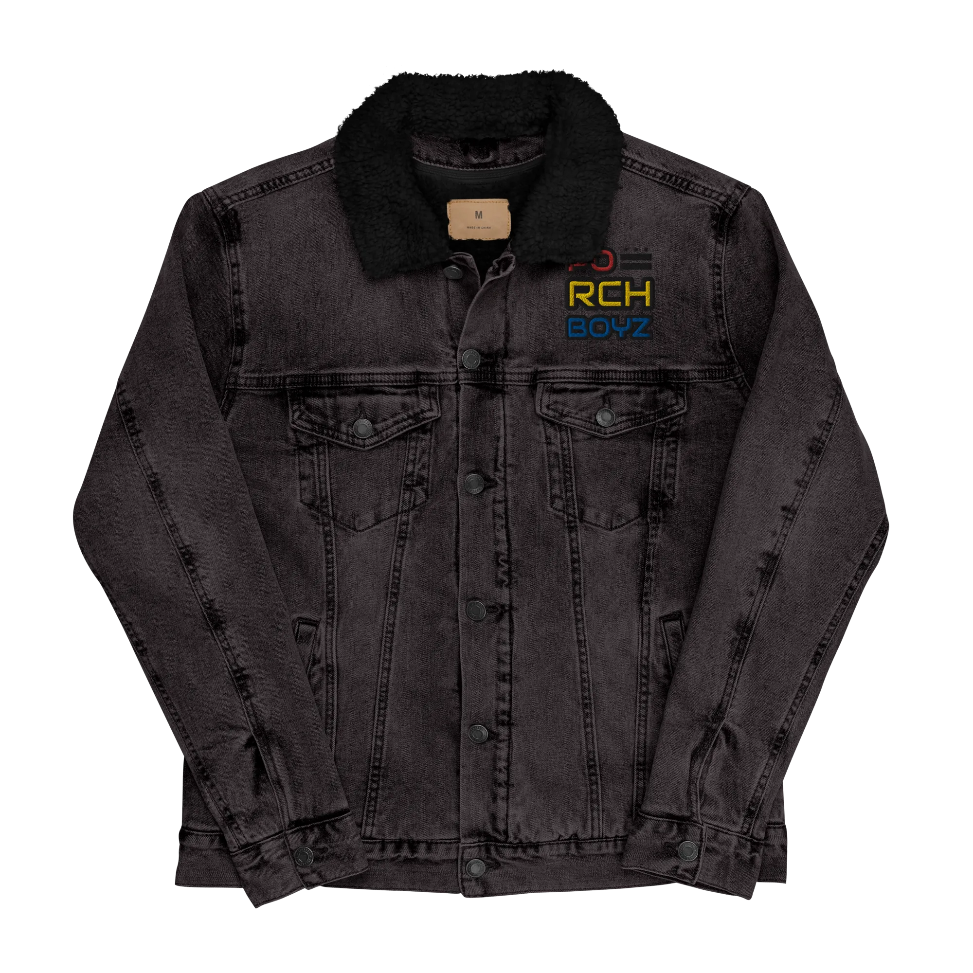 Porchboyz Multi Colored Unisex denim sherpa jacket