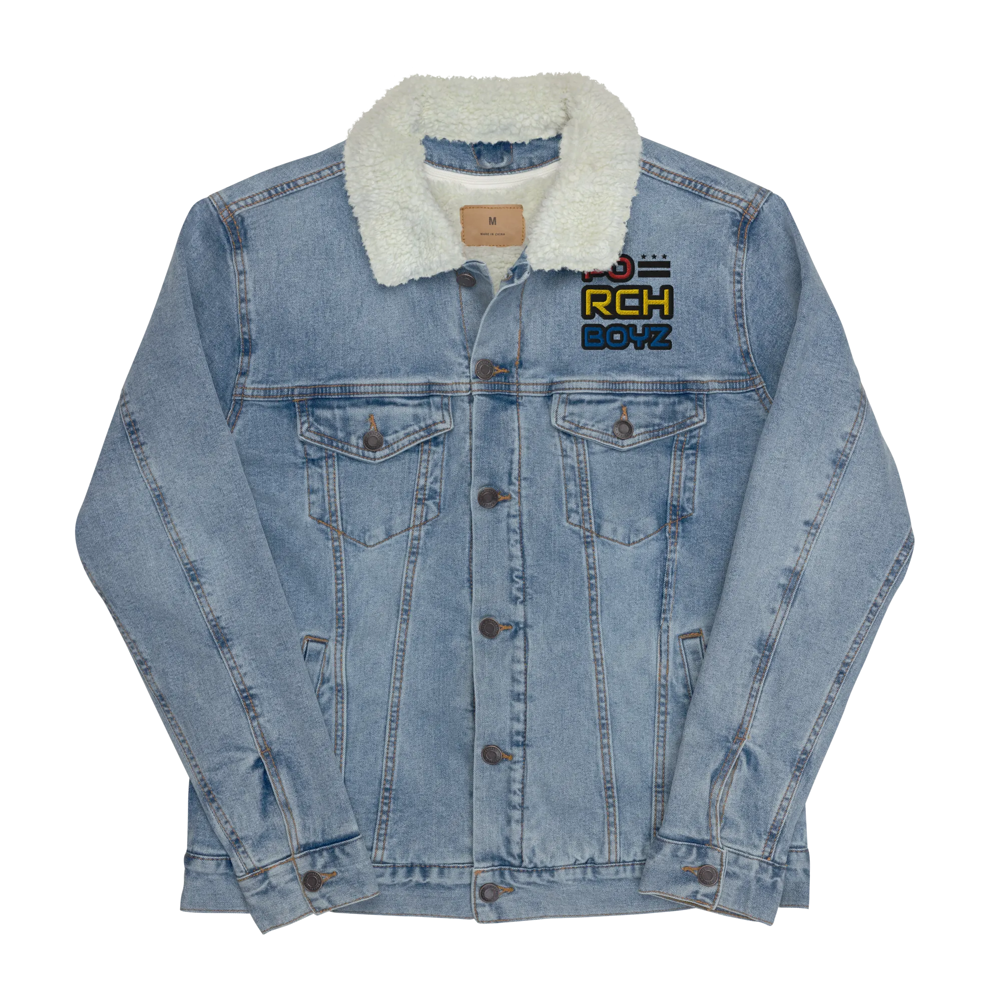 Porchboyz Multi Colored Unisex denim sherpa jacket