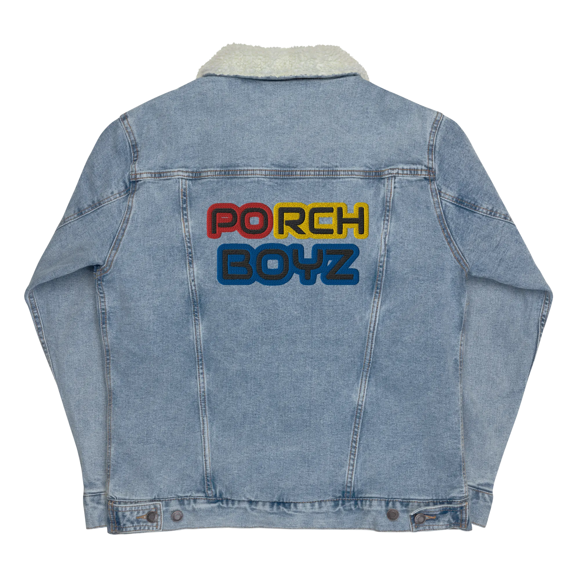 Porchboyz Multi Colored Unisex denim sherpa jacket