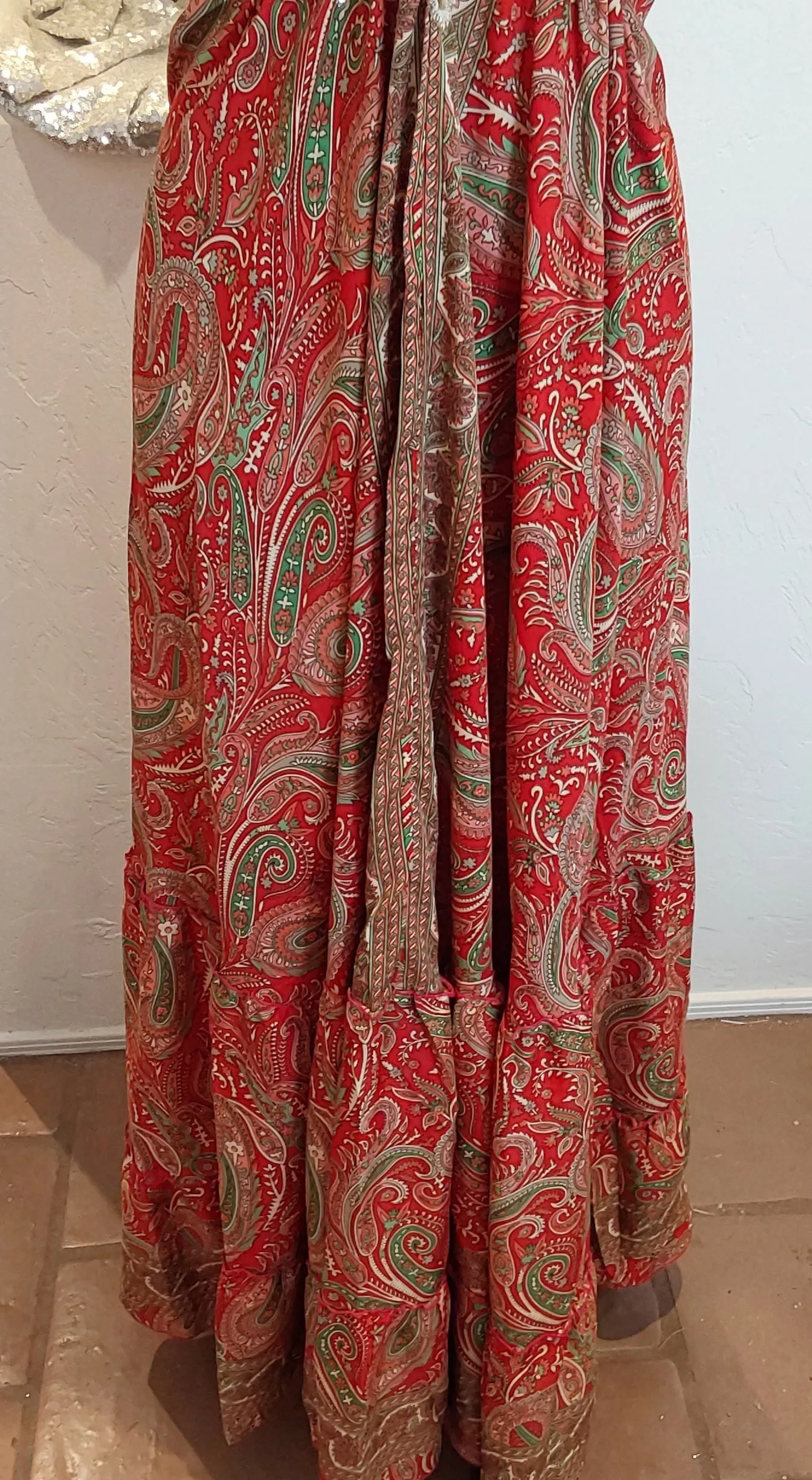 Red Floral Silk Backless Maxi Dress