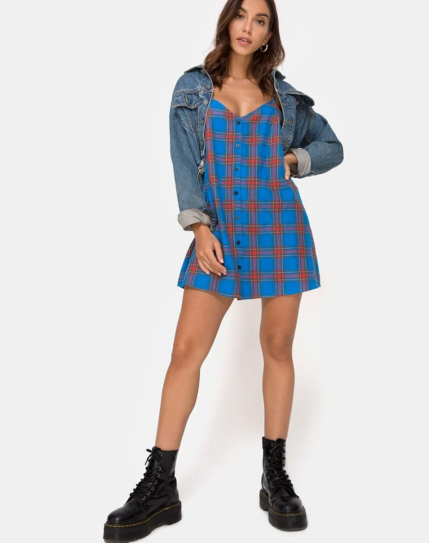 Sanna Slip Dress in Blue and Red Check