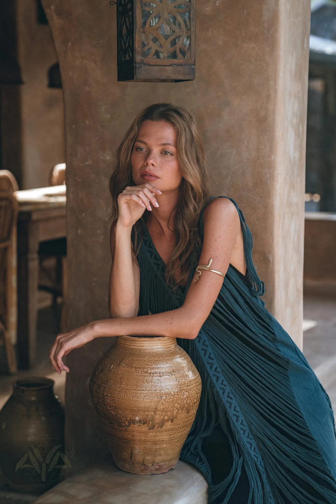 See Through Dress • Navy Blue Long Maxi Dress • Tribal Raw Cotton Cover-up