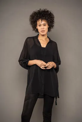 Sheer Silk Blouse - Black