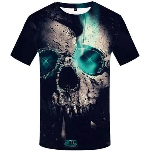 Skull T-shirt Men Skeleton Tshirt Anime Aurora T-shirts 3d Black Tshirts Casual Geometric Tshirt Printed Short Sleeve T shirts