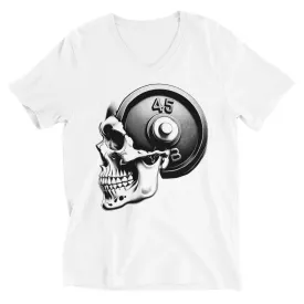 Skull Weightlifting Unisex V-neck T-Shirt