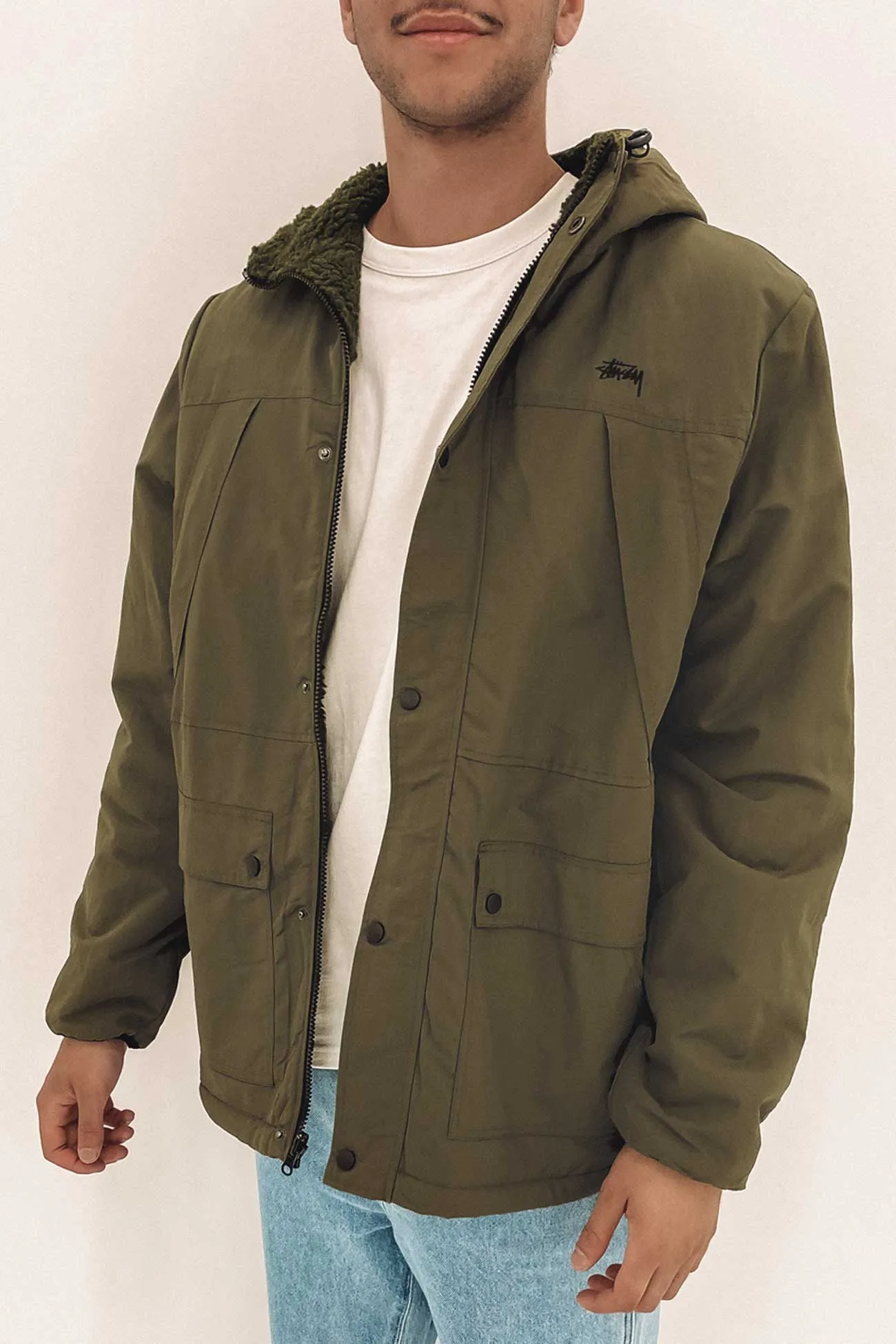 Stock Sherpa Reversible Jacket Flight Green Black