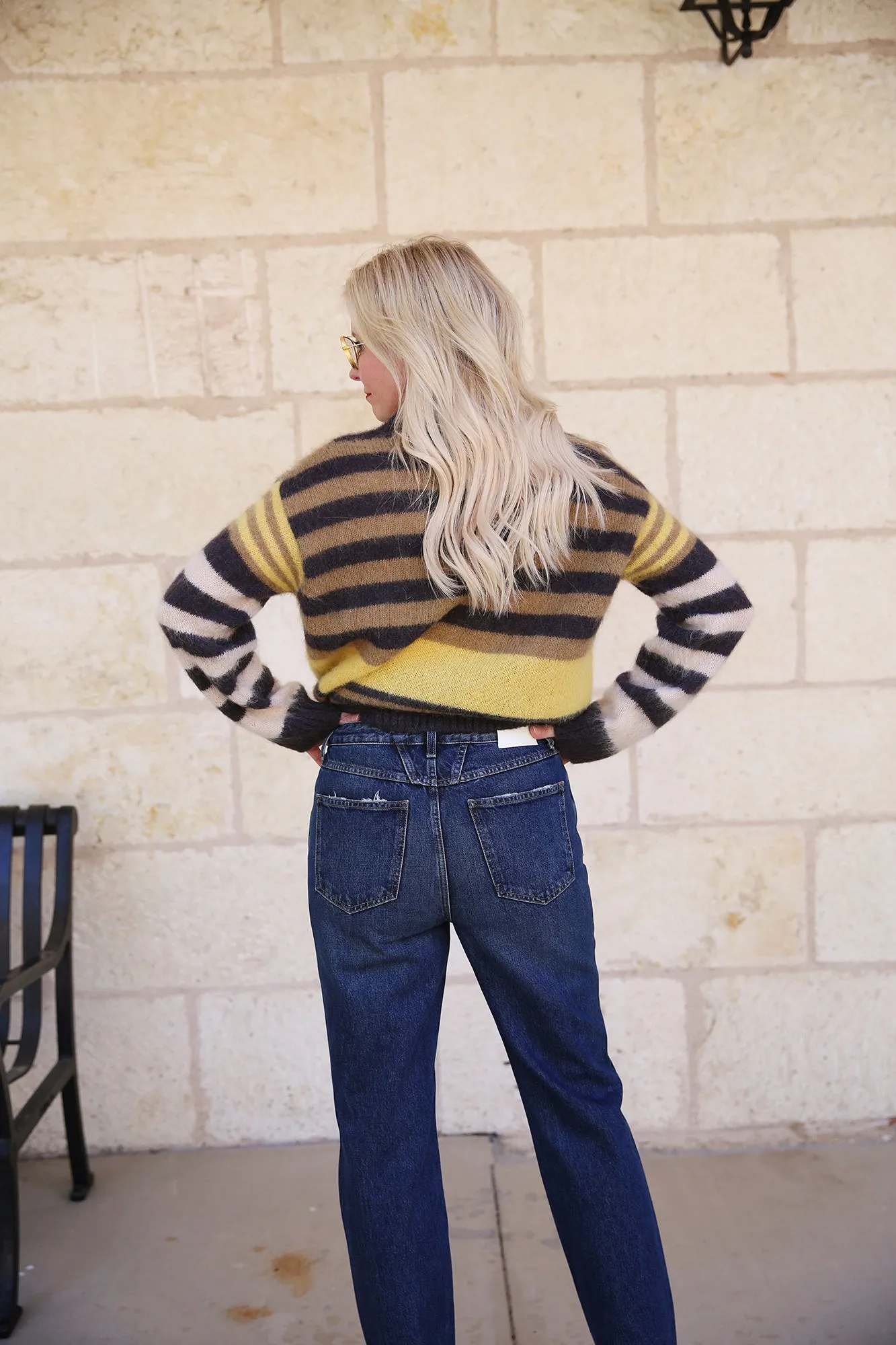 Striped Crewneck Mohair Mix Jumper Multi Color