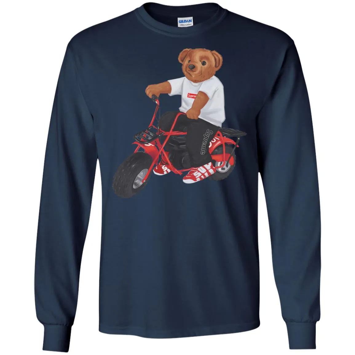 Supreme Bear Moto T-shirt Men Long Sleeve Shirt