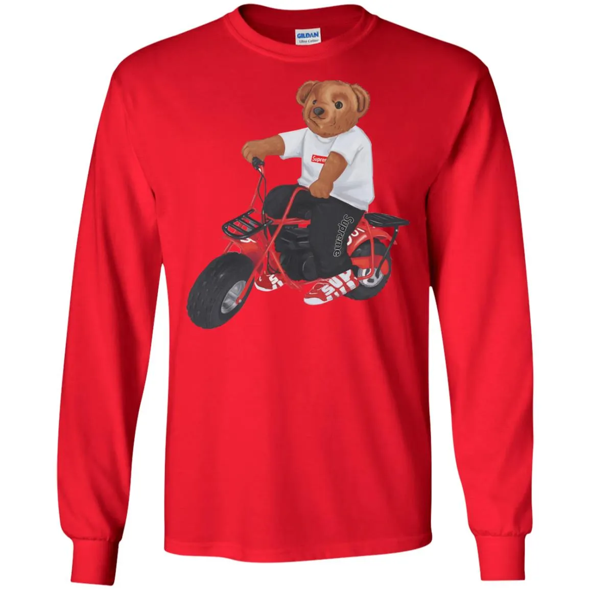 Supreme Bear Moto T-shirt Men Long Sleeve Shirt