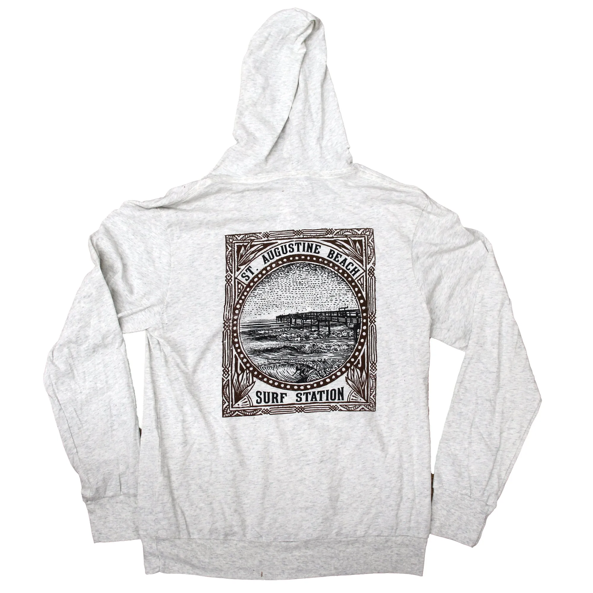 Surf Station Pier Right Men's Hooded Pullover - Light Grey