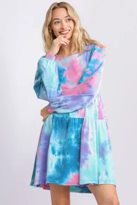 Tie Dye Babydoll Tiered Dress