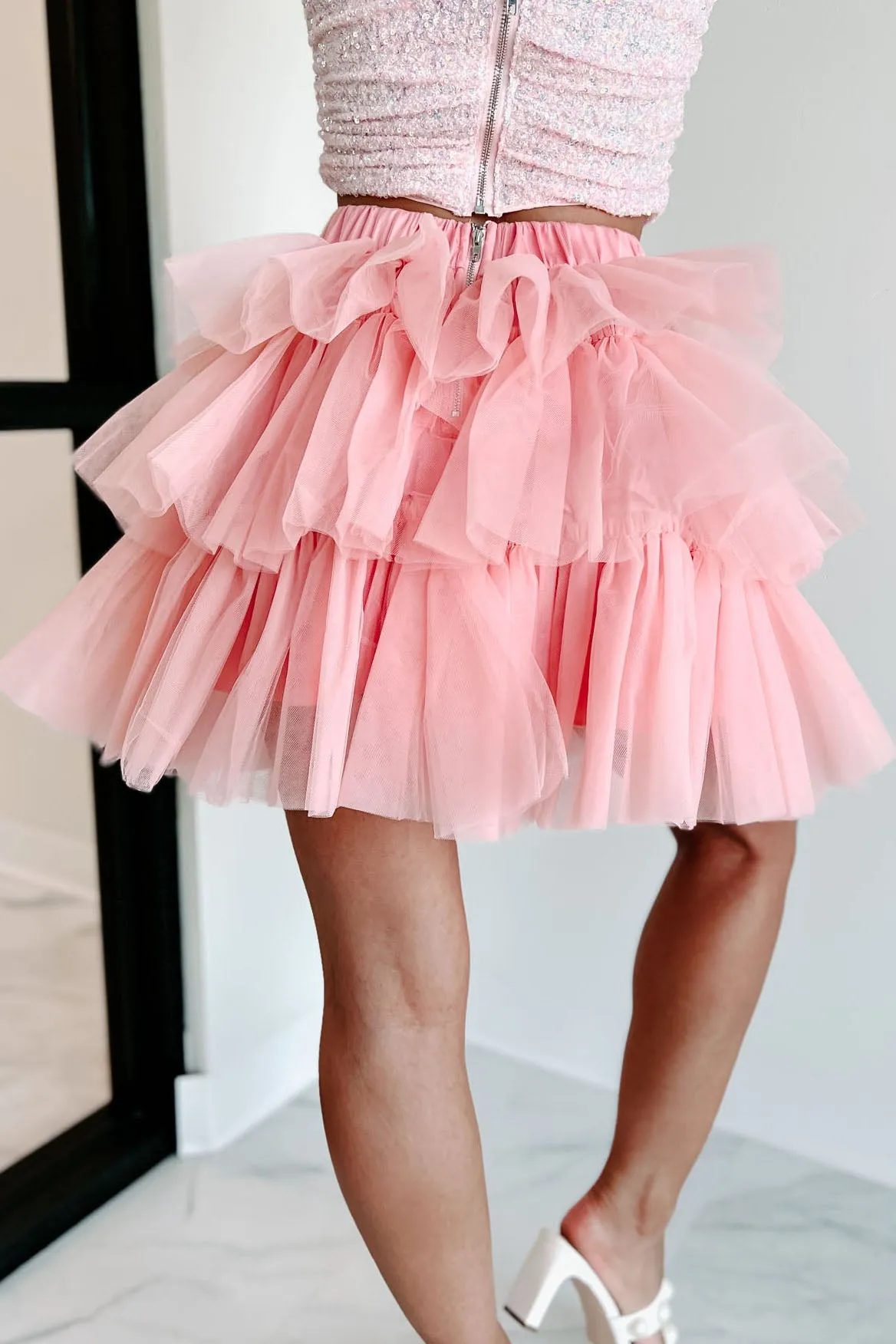 Twirl Your World Layered Tulle Mini Skirt (Pink)