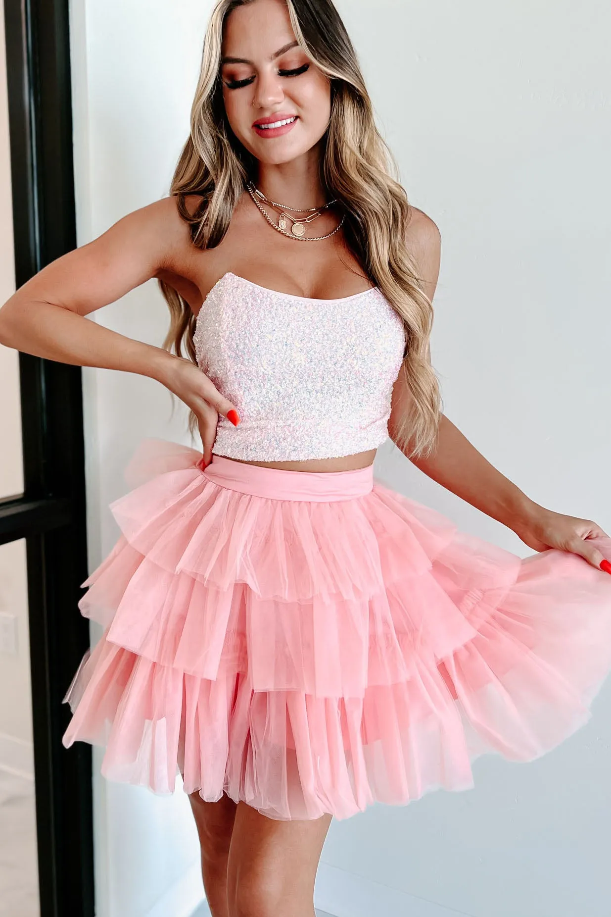 Twirl Your World Layered Tulle Mini Skirt (Pink)