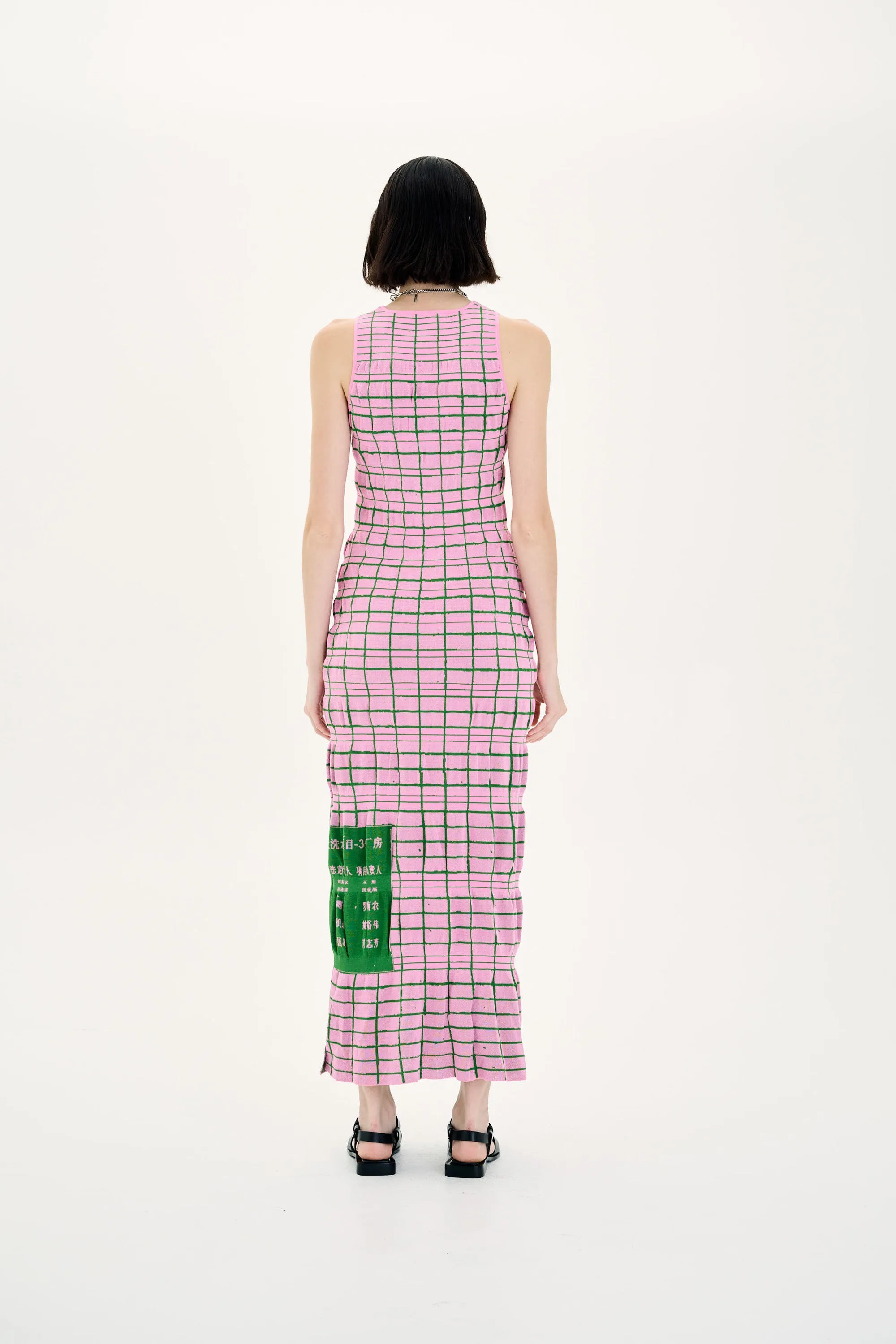 UME PLAID PRINT MAXI TANK DRESS