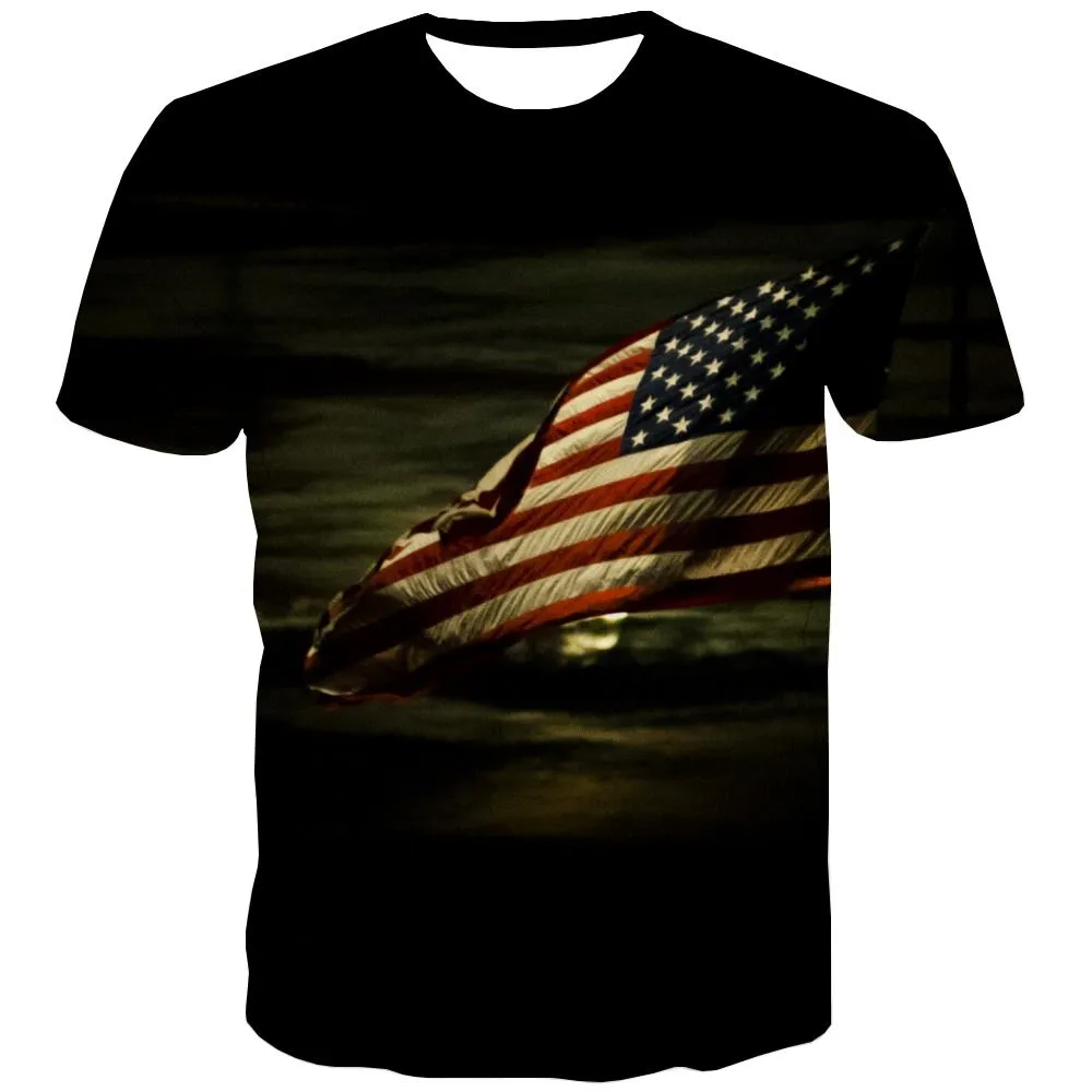 USA T-shirt Men Flag T-shirts 3d Statue Tshirt Anime Country T shirts Funny