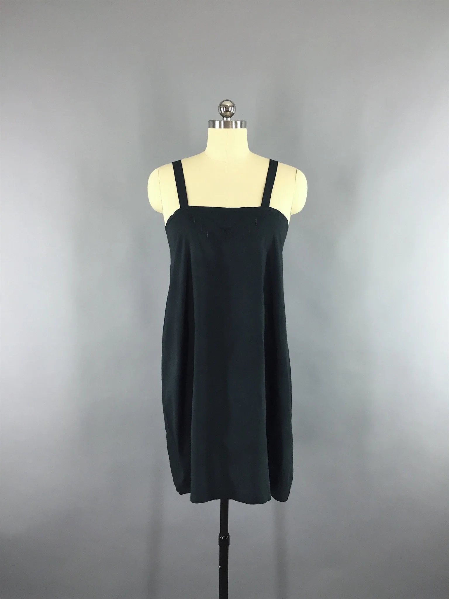 Vintage 1920s Black Velvet Flapper Dress with Slip