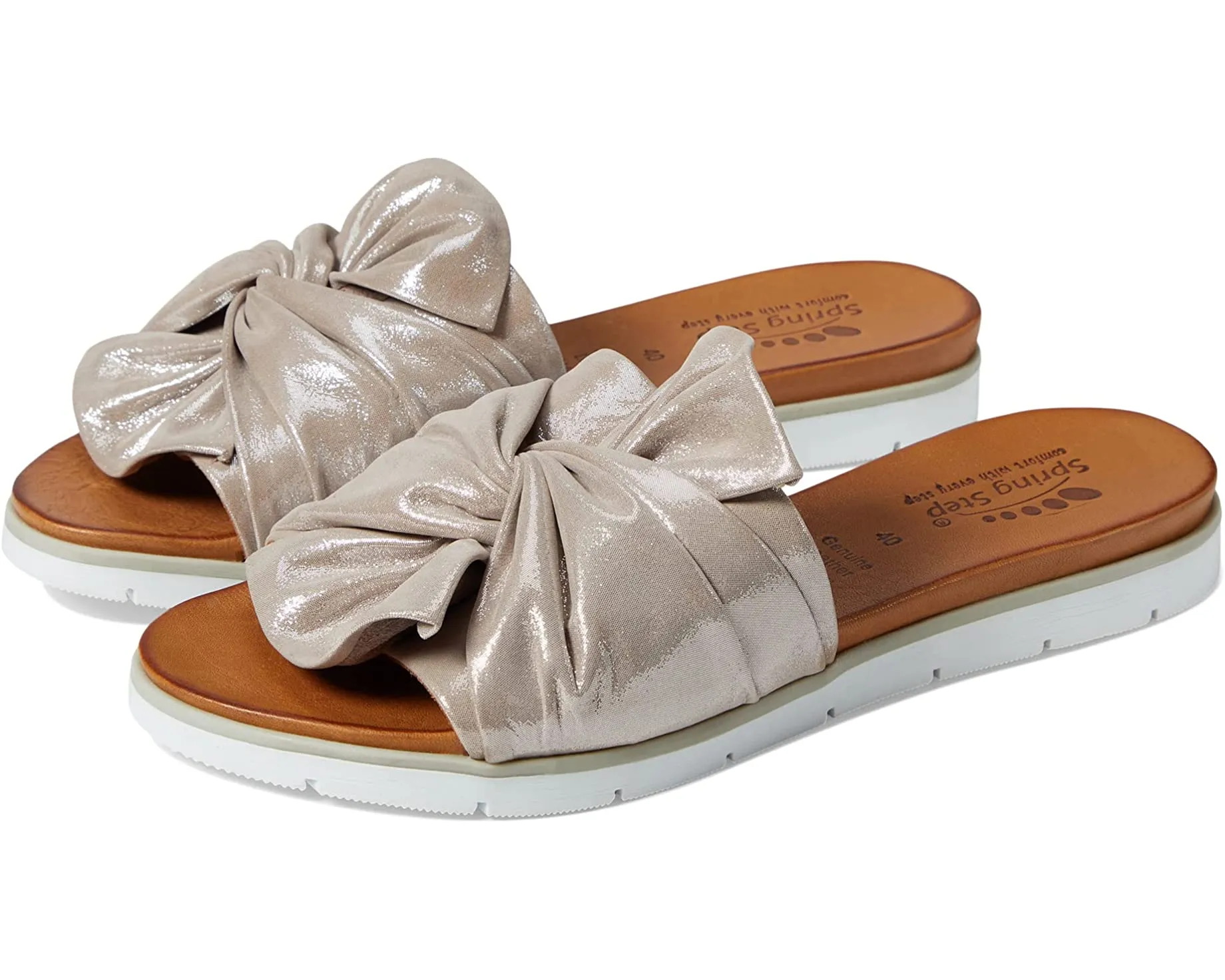 Women's Spring Step | LaVona Leather Slide Sandal | Silver