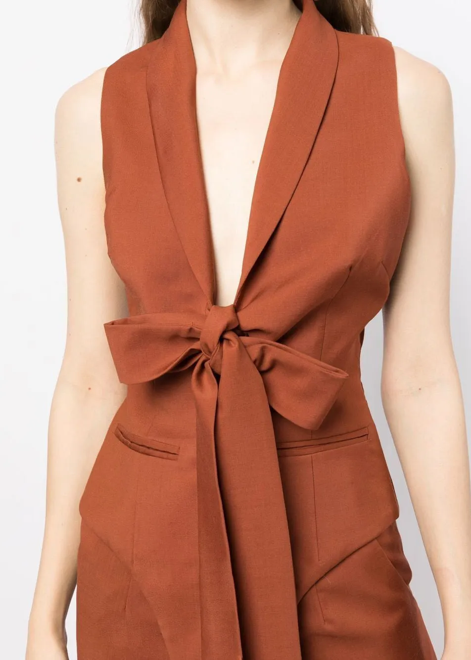 Wrap Tie Vest in Clay